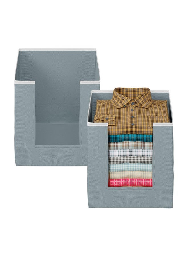 Kuber Industries Shirt Organizer for Wardrobe|Foldable Non Woven Shirt Stacker|Designer Cupboard Organizer for Clothes |Clothes Storage box|Pack of 3 (Grey) - Image 5