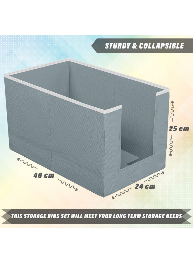 Kuber Industries Shirt Organizer for Wardrobe|Foldable Non Woven Shirt Stacker|Designer Cupboard Organizer for Clothes |Clothes Storage box|Pack of 3 (Grey) - Image 3