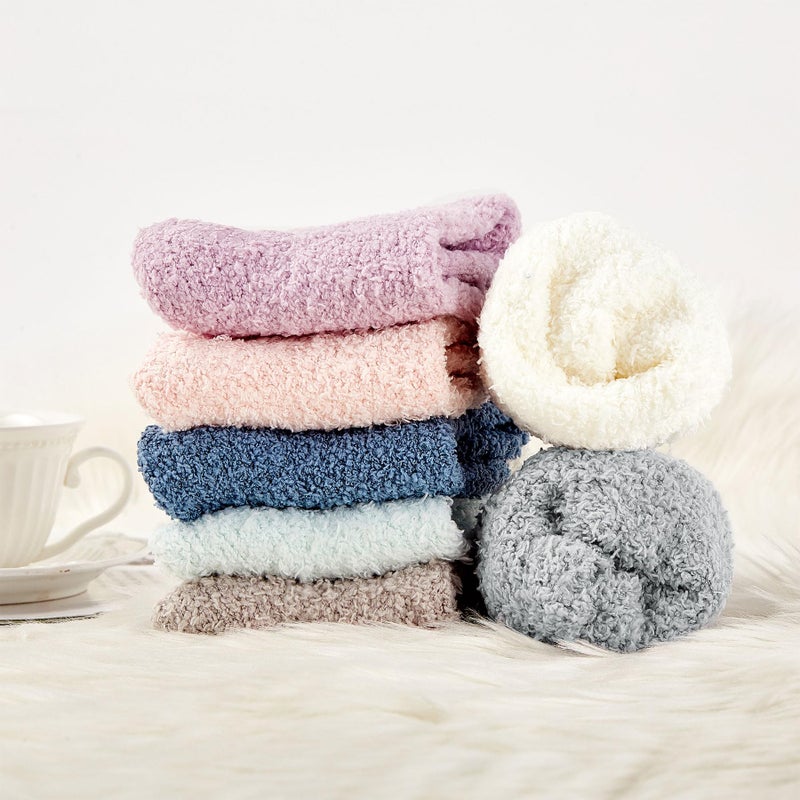 Zando Hospital Socks Warm Fuzzy Socks with Grips Super Soft Grippy -Gripper Slipper No Slip Anti Slip Non Skid Sock for Women Men Elderly for Home, Hospital, Yoga, Work A 7/Lovely Patchwork - Image 4