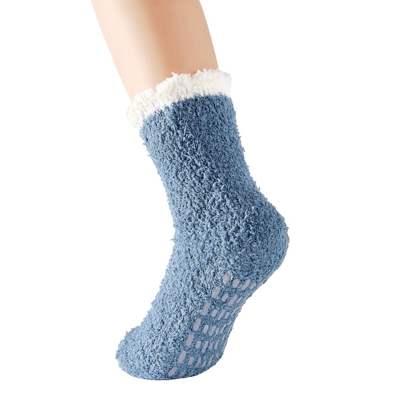 Zando Hospital Socks Warm Fuzzy Socks with Grips Super Soft Grippy -Gripper Slipper No Slip Anti Slip Non Skid Sock for Women Men Elderly for Home, Hospital, Yoga, Work A 7/Lovely Patchwork - Image 5