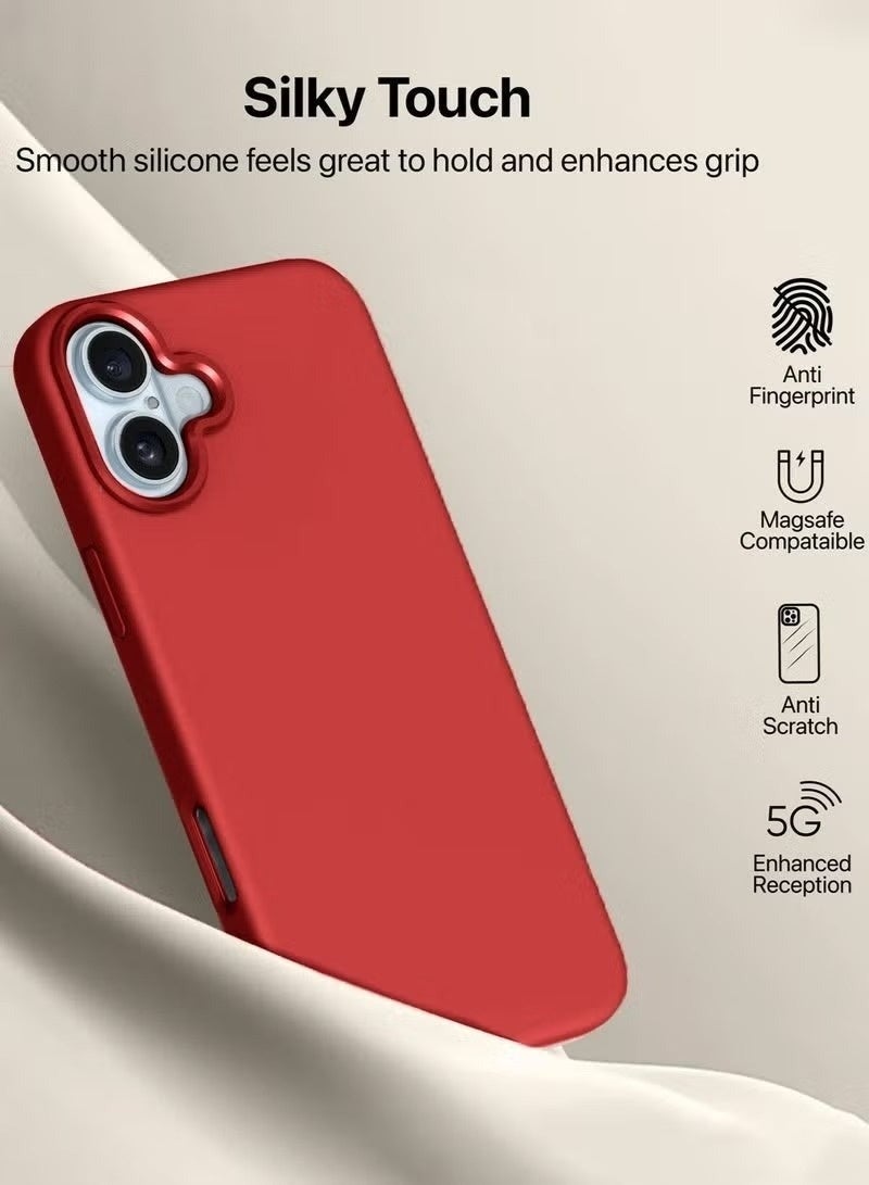 ACLIX Red Soft Silicone Case for Apple iPhone 17 5G (2025)  Slim Fit Shockproof Anti-Scratch Anti Fingerprint Back Cover with Microfiber Lining - Image 3