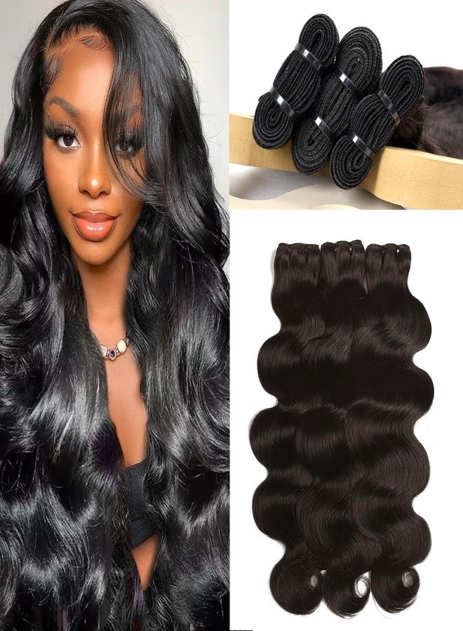 Lynch 15A Body Wave Bundles Human Hair, 18 20 22 Inch Real 100% Unprocessed Raw Cambodian Virgin Hair 3 Bundles, Plush Thick 105 Gram per Bundle Natural Black for Woman - Image 1