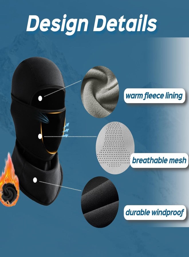 EUDOLAH Balaclava Ski Mask for Men Breathable Nose & Mouth Mesh Panel Winter Movable Face Cover Fleece Motorcycle Skiing Outdoor Activities Black - Image 4