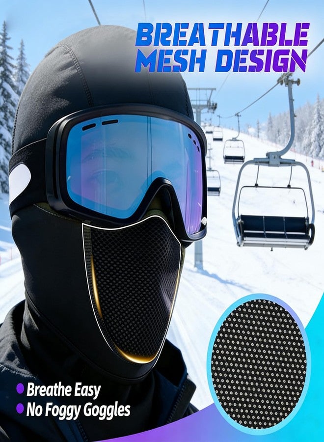 EUDOLAH Balaclava Ski Mask for Men Breathable Nose & Mouth Mesh Panel Winter Movable Face Cover Fleece Motorcycle Skiing Outdoor Activities Black - Image 2