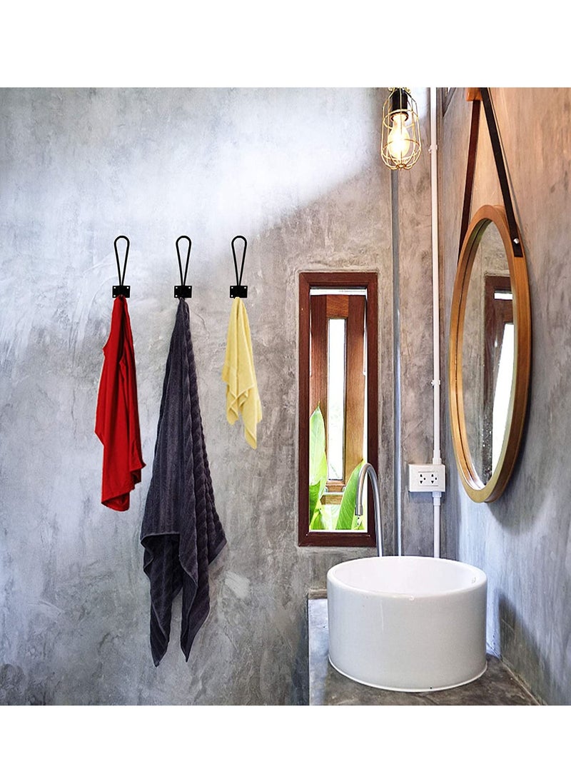 Rustic Entryway Hooks-6 Pack Farmhouse Hooks with Metal Screws Included, Black Decorative Wall Mounted Rustic Coat Hooks Rack, Double Vintage Organizer Hanging Wire Hook Clothes Hanger - Image 5