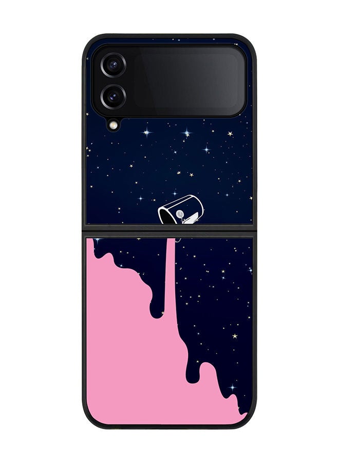 Stylizedd Rugged Black edge case for Samsung Galaxy Z Flip4 Slim fit Soft Case Flexible Rubber Edges Anti Drop TPU Gel Thin Cover - Berry Milky Way - Image 1