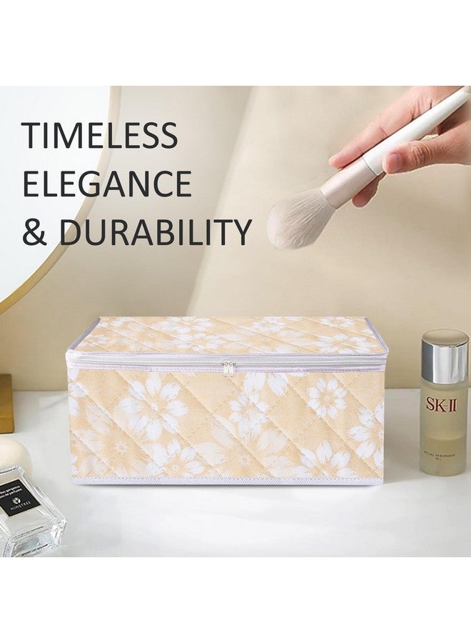 Kuber Industries Pack of 2 Travel Storage Organizer | Multi-Purpose Toiletry Bag | Blank Utility Pouches | Space Saver Bags for Underwear-Socks | Flower Quilted | Medium | Golden - Image 2