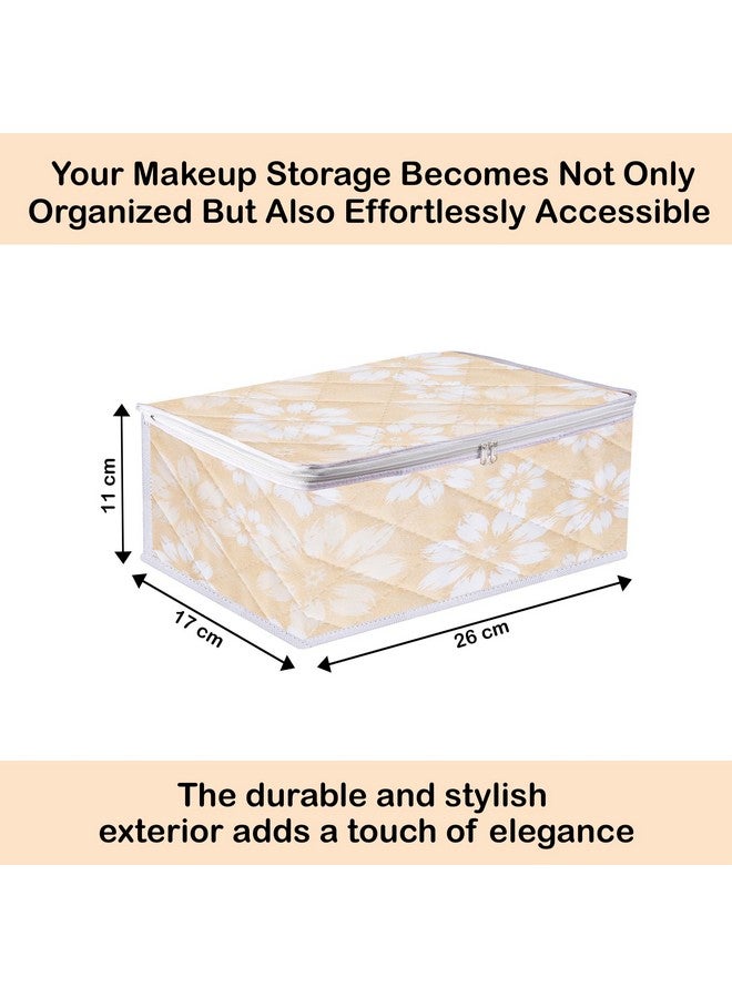 Kuber Industries Pack of 2 Travel Storage Organizer | Multi-Purpose Toiletry Bag | Blank Utility Pouches | Space Saver Bags for Underwear-Socks | Flower Quilted | Medium | Golden - Image 3