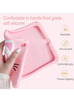 VKL Case Compatible with Samsung Galaxy Tab A9 8.7 Inch 2023 Cover, Cute Cat Kids Case with 360° Rotating Handle Kickstand Shockproof Rugged Heavy Duty Kids Friendly Tablet Cover, Pink  - Image 5