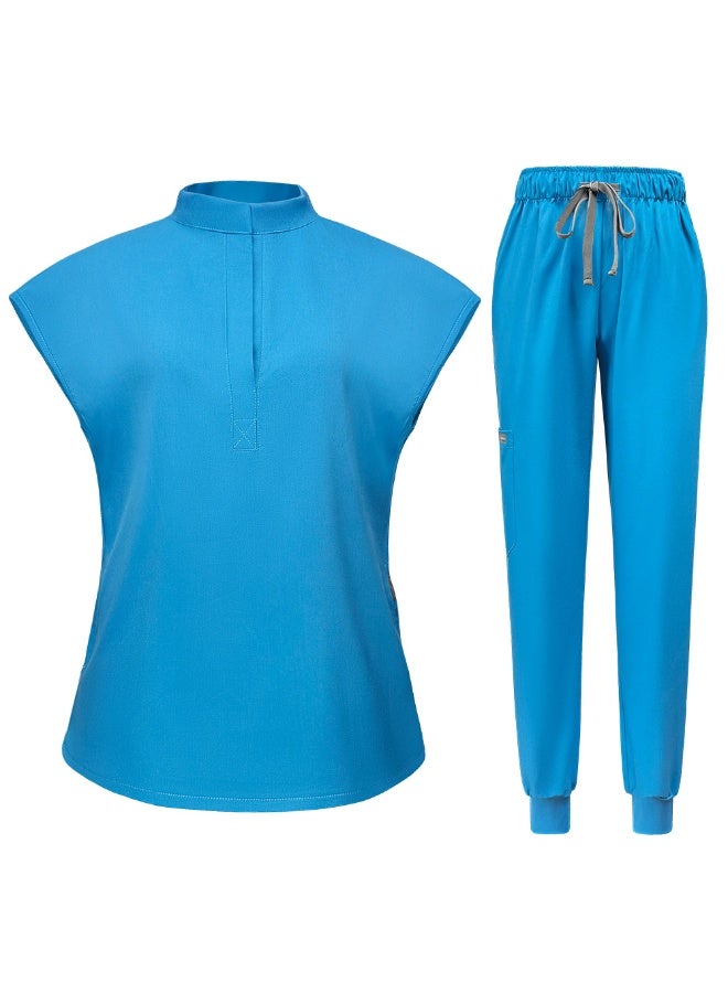 NIBEMINENT Scrubs  Jogger Scrub Sets Women Solid Color Breathable Work Clothes Lab Coat Uniform Hospital Doctor Work Wear - Image 1