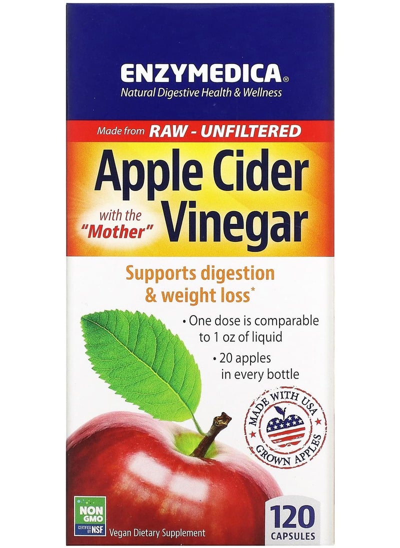 ENZYMEDICA Apple Cider Vinegar with the Mother,  120 Capsules 