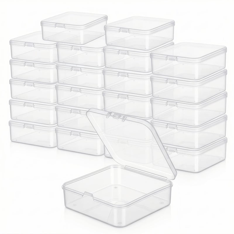 LJY 23 Pieces Square Mini Clear Plastic Storage Containers Box Case with Lids for Small Items and Other Craft Projects 29 x 29 x 1 inch Transparent - Image 2