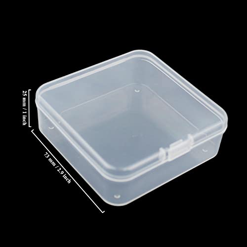 LJY 23 Pieces Square Mini Clear Plastic Storage Containers Box Case with Lids for Small Items and Other Craft Projects 29 x 29 x 1 inch Transparent - Image 3