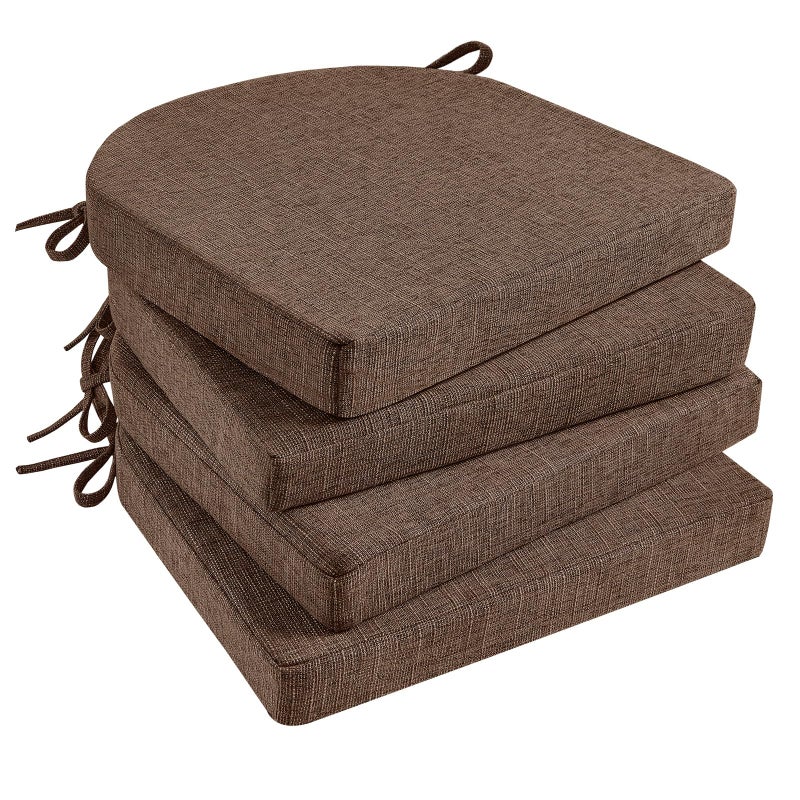 Basic Beyond Chair Cushions for Dining Chairs 4 Pack Kitchen Chair Cushions with Ties and Non Slip Backing 16 x 16 inches Chair Pads for Dining Chairs Brown