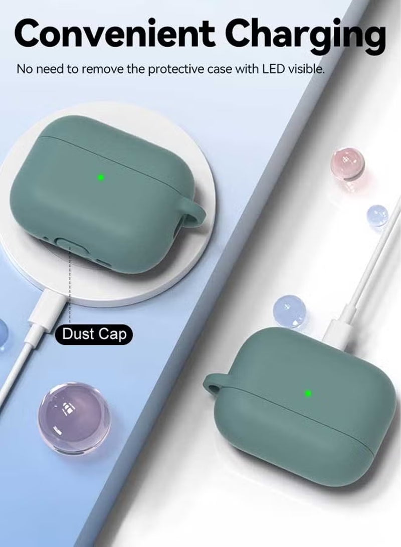 Apple Airpods Pro 3 Silicone Case | Compatible with Apple Airpods Pro 3 | Shockproof Full-Body Protective Case Cover for Apple Airpods Pro 3 with Keychain (Airpods Not Included) - Green - Image 2
