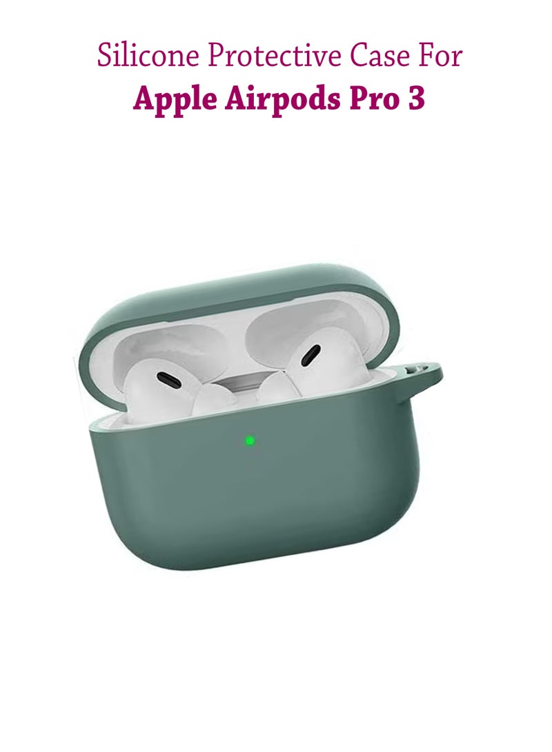 Apple Airpods Pro 3 Silicone Case | Compatible with Apple Airpods Pro 3 | Shockproof Full-Body Protective Case Cover for Apple Airpods Pro 3 with Keychain (Airpods Not Included) - Green - Image 1