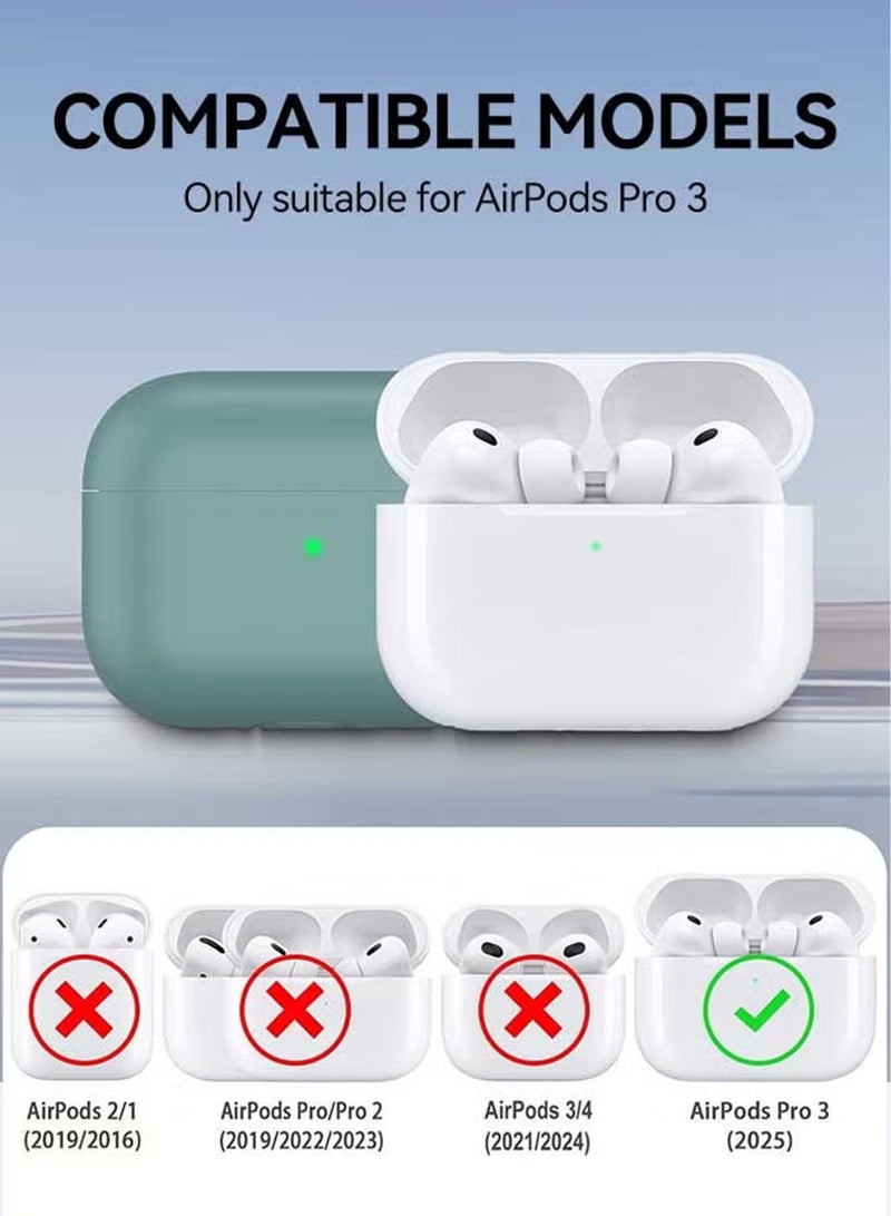 Apple Airpods Pro 3 Silicone Case | Compatible with Apple Airpods Pro 3 | Shockproof Full-Body Protective Case Cover for Apple Airpods Pro 3 with Keychain (Airpods Not Included) - Green - Image 4