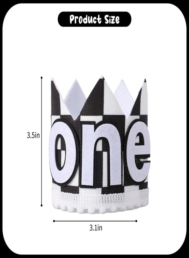 YOUAME Race Car 1st Birthday Crown - Plaid Party Crown, Boy Hat Outfit, Fast One Birthday Decor, Racing Photo Prop - Image 2