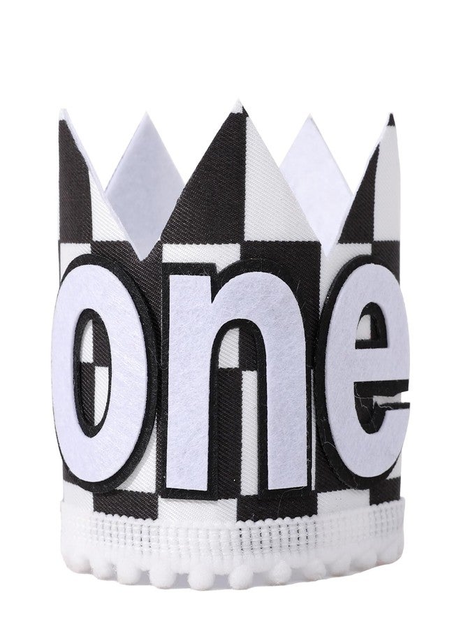 YOUAME Race Car 1st Birthday Crown - Plaid Party Crown, Boy Hat Outfit, Fast One Birthday Decor, Racing Photo Prop - Image 1