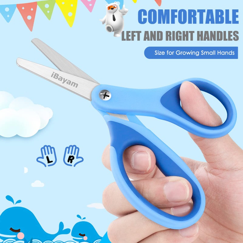 iBayam Kids Scissors, iBayam 5" Blunt-Tip Safety Scissors with Cover: Halloween Christmas Gifts for Kids Ages 4-12, Child-Safe Craft Tools for School Scrapbooking, Creative Art Supplies for Toddlers Students - Image 4