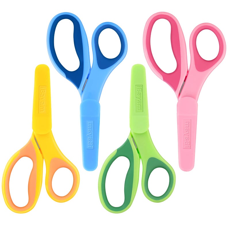 iBayam Kids Scissors, iBayam 5" Blunt-Tip Safety Scissors with Cover: Halloween Christmas Gifts for Kids Ages 4-12, Child-Safe Craft Tools for School Scrapbooking, Creative Art Supplies for Toddlers Students - Image 2