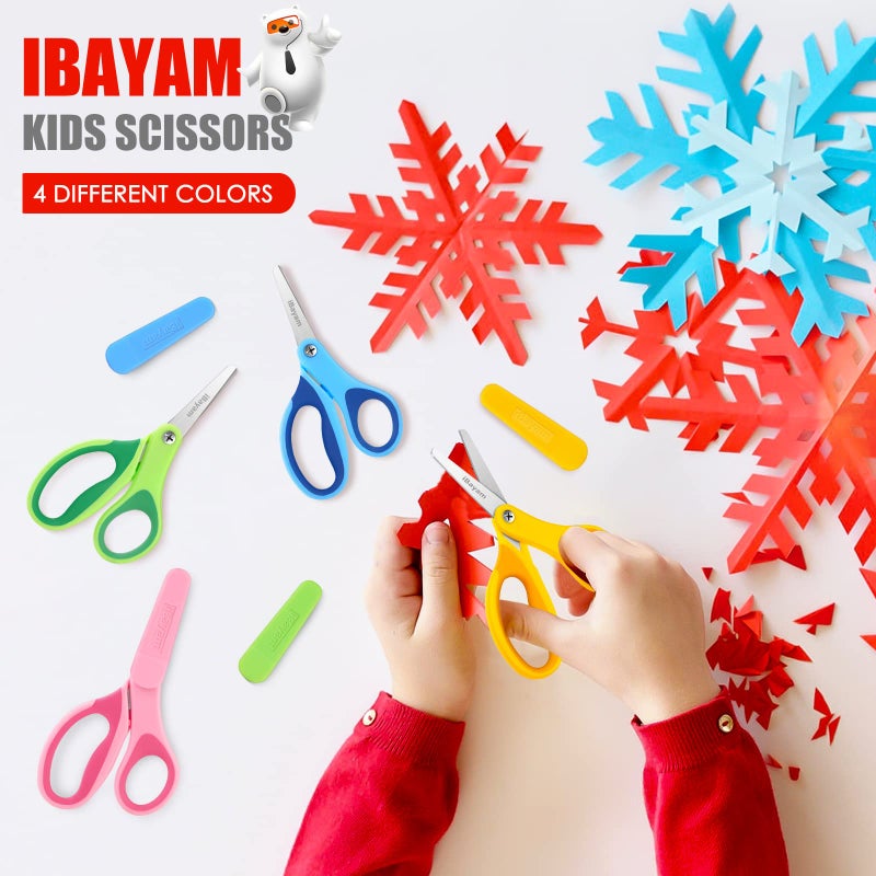 iBayam Kids Scissors, iBayam 5" Blunt-Tip Safety Scissors with Cover: Halloween Christmas Gifts for Kids Ages 4-12, Child-Safe Craft Tools for School Scrapbooking, Creative Art Supplies for Toddlers Students - Image 5