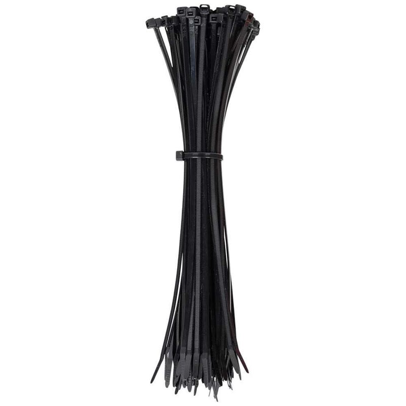 Klein Tools 450210 Cable Ties 50Pound Tensile Strength Heavy Duty Nylon Cable Zip Ties Indoor Outdoor Use 115Inch Black 100Piece