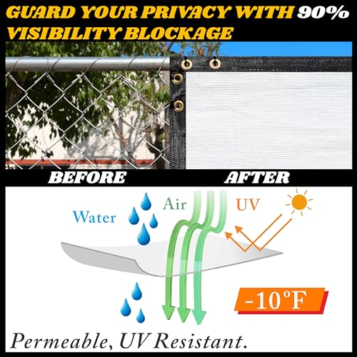 Royal Shade 6' x 12' White Fence Privacy Screen Windscreen Cover Netting Mesh Fabric Cloth - Cable Zip Ties Included (We Make Custom Size) - Image 3
