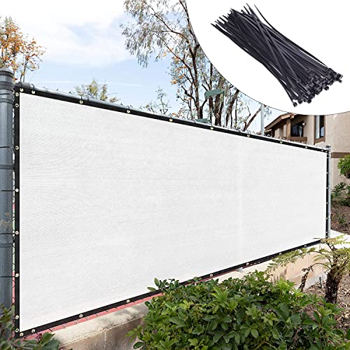 Royal Shade 6' x 12' White Fence Privacy Screen Windscreen Cover Netting Mesh Fabric Cloth - Cable Zip Ties Included (We Make Custom Size) - Image 1