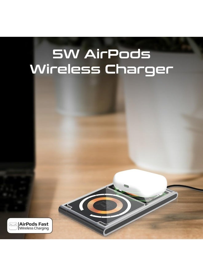 Rich Life 3-in-1 Magnetic Wireless Charging Station 15W | Transparent Foldable Charging Stand for Smartphone, AirPods & Apple Watch | Multi-Device Wireless Charger Dock, Magnetic Phone Stand & Portable Charging Station for Home, Office & Travel - Image 5