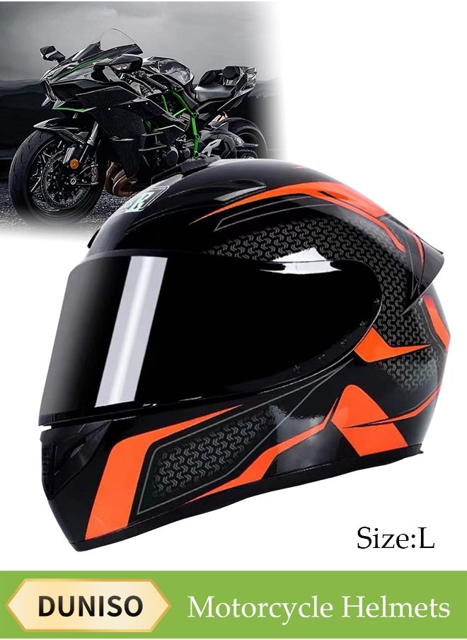 DUNISO Full Face Motorcycle Helmet, Lightweight Crash Resistant Motorcycle Helmet, All Season Cool Racing Helmet，with Black Lenses, Breathable Lining, Suitable for Both Men and Women (L)  - Image 1