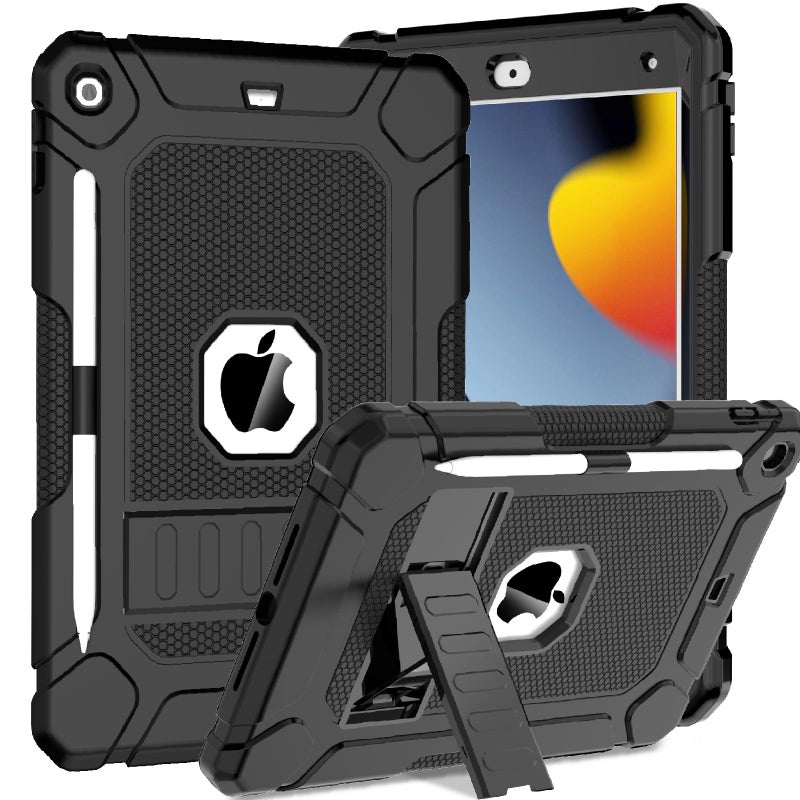BMOUO Case for iPad 9th 8th 7th Generation (iPad 10.2 inch, 2021/2020/2019), Shockproof Protective iPad 10.2 Case with Built-in Stand/Pencil Holder, Black - Image 1