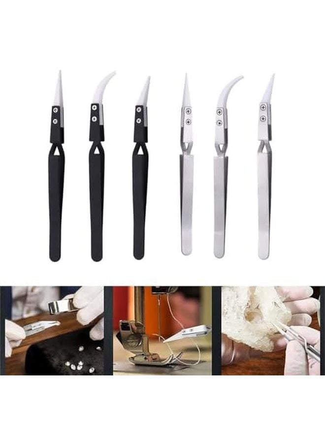 Black Ceramic Tweezers Set Pack of 3 Reverse Locking Practical for Electronics - Image 3