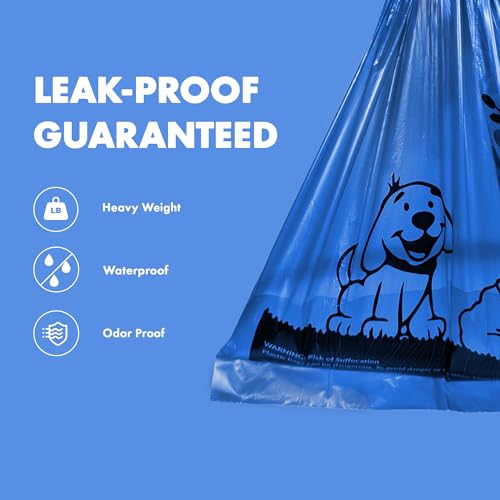 GORILLA SUPPLY 1000 Dog Poop Waste Bags with Dispenser and Leash Tie, 9" x 13", Blue, 1000 Count - Image 5