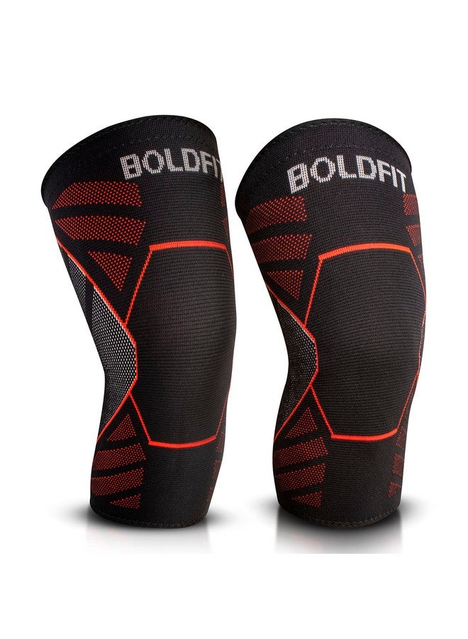 BOLDFIT Nylon Knee Support, Knee Caps, Knee Brace For Knee Pain Relief Products, Knee Pad Leg Sleeves, Gym Squats Knee Belt Knee Support For Men And Women-Red, M  - Image 1