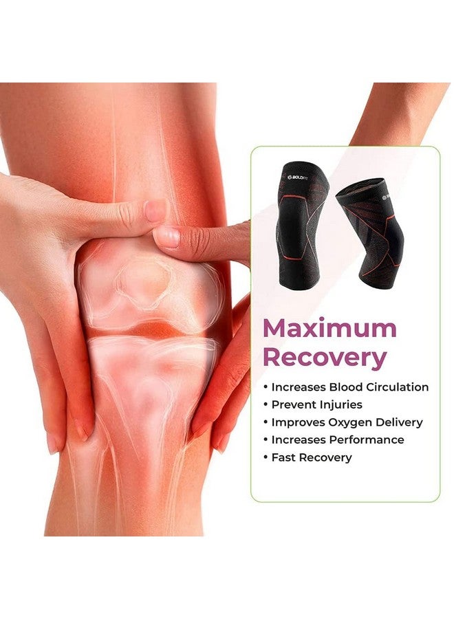 BOLDFIT Nylon Knee Support, Knee Caps, Knee Brace For Knee Pain Relief Products, Knee Pad Leg Sleeves, Gym Squats Knee Belt Knee Support For Men And Women-Red, M  - Image 2