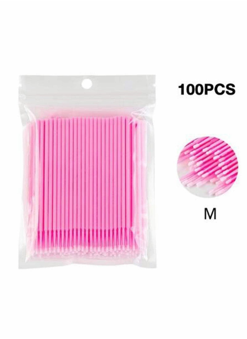 Excefore - Micro Applicators Brushes, Disposable Eyelashes Extensions Micro Brush Swabs Mascara Wands Applicator Grafting Tool for Makeup Eyelash Application, Removal and Clean (Pink, 100PCS) - Image 1