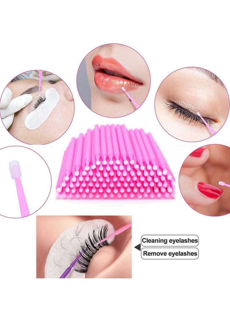 Excefore - Micro Applicators Brushes, Disposable Eyelashes Extensions Micro Brush Swabs Mascara Wands Applicator Grafting Tool for Makeup Eyelash Application, Removal and Clean (Pink, 100PCS) - Image 1