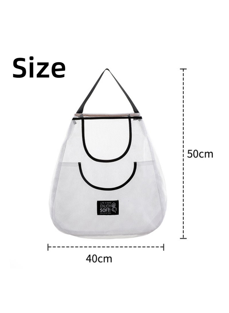 NOVOLAN 2Pcs Kitchen Storage Organizer Mesh Bag Storage Hanging Bag 2-Layer Hollow Breathable Green Onion Ginger Garlic Hand Carry Fruit & Vegetable Storage Bag Ideal for Storing Vegetables (beige) - Image 2