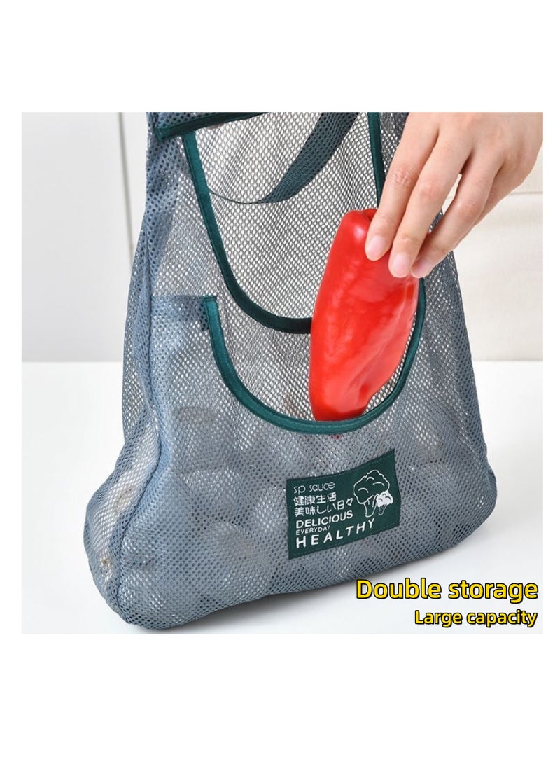 NOVOLAN 2Pcs Kitchen Storage Organizer Mesh Bag Storage Hanging Bag 2-Layer Hollow Breathable Green Onion Ginger Garlic Hand Carry Fruit & Vegetable Storage Bag Ideal for Storing Vegetables (beige) - Image 4