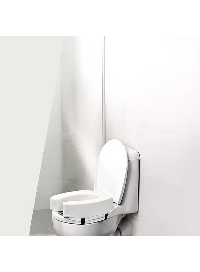 White Elevated Toilet Seat Cushion For Seniors 2 Inch U Shaped Ergonomic Design Non Slip Surface - Image 2