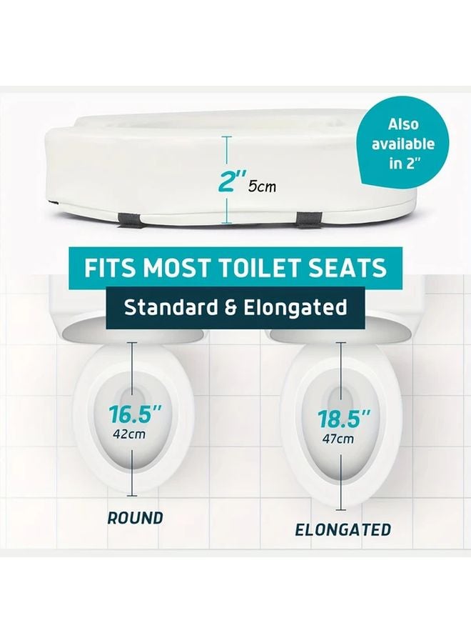 White Elevated Toilet Seat Cushion For Seniors 2 Inch U Shaped Ergonomic Design Non Slip Surface - Image 4