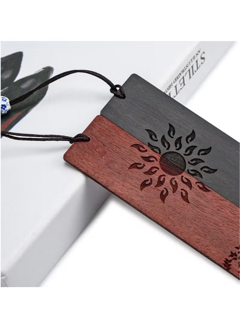 Wood Bookmark - Sun & Tree Design Bookmarks for Books, Perfect Gift for Men & Women (Elegant Book Accessories) - Image 2