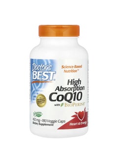 Doctor's Best, High Absorption CoQ10 with BioPerine®, 400 mg, 180 Veggie Caps