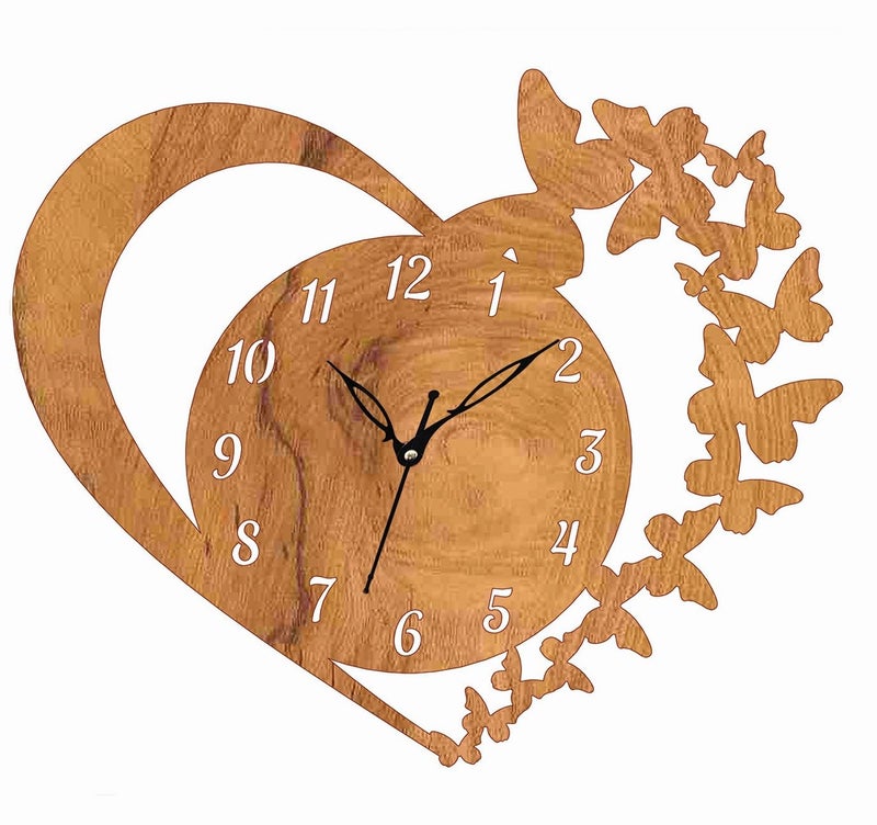 ADK Wooden Wall Clock MDF Designer Wall Watch Trendy Frameless Analog Hanging Home Decor Wall Clock for Bedroom Living Room Kitchen Drawing Room Office Standard 30 x 30 Cm 94 - Image 1