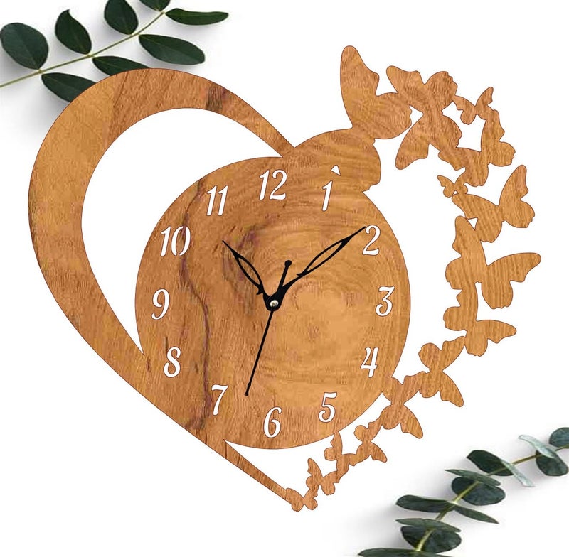 ADK Wooden Wall Clock MDF Designer Wall Watch Trendy Frameless Analog Hanging Home Decor Wall Clock for Bedroom Living Room Kitchen Drawing Room Office Standard 30 x 30 Cm 94 - Image 2