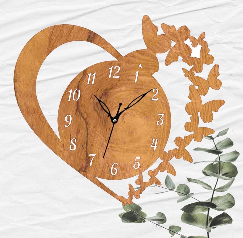 ADK Wooden Wall Clock MDF Designer Wall Watch Trendy Frameless Analog Hanging Home Decor Wall Clock for Bedroom Living Room Kitchen Drawing Room Office Standard 30 x 30 Cm 94 - Image 4