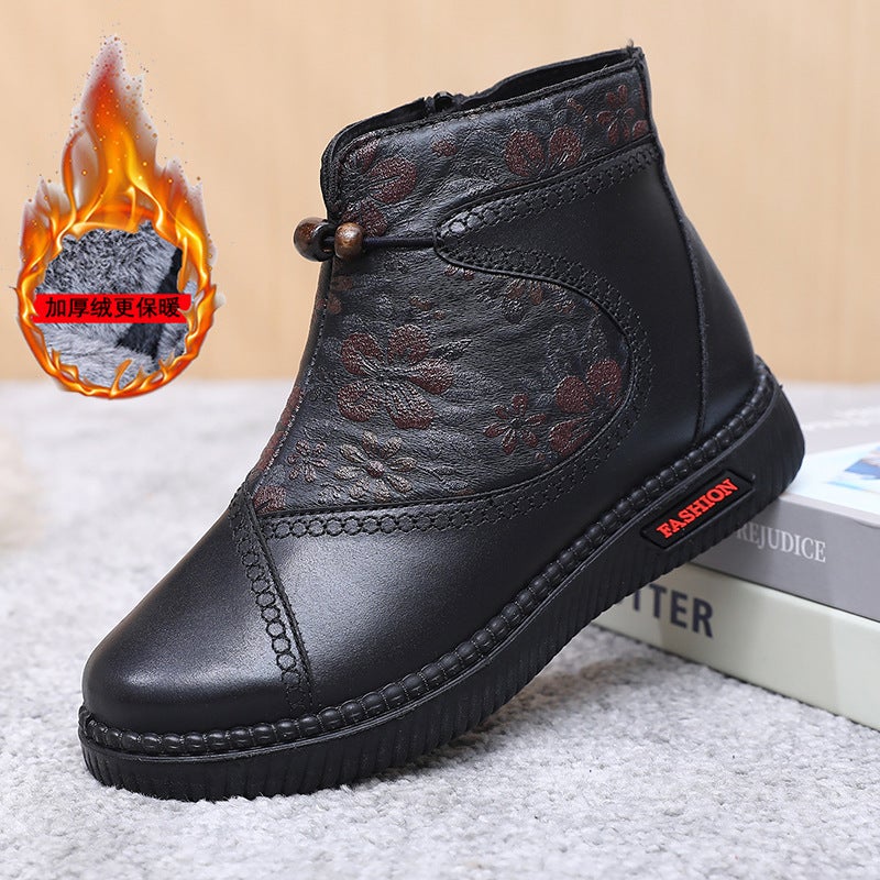 Winter Cotton Womens Boots Velvet Thickened Warm Black 