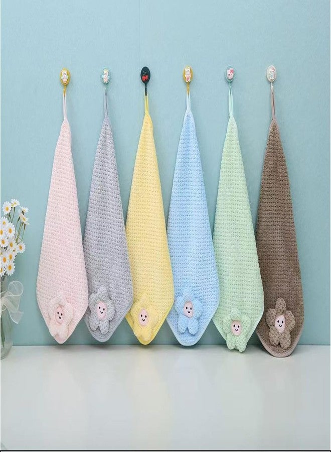 Closecret Soft Baby Washcloths with Cute Smiley Flower - Ultra Absorbent Newborn Face Towels, Gentle Baby Hand Towels for Bath & Feeding, Hanging Design, 6-Pack Multicolor - Image 1