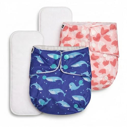Little Pea Leak-Proof Free Size Cloth Diapers for 3 Months-3 Years—2 Adjustable Diaper Cover, 2 Absorbent Pad (Fits 5Kg-18kg), Washable, Reusable, Rash-Free with 6-Hour Absorbency, Pack of 2 - Image 1
